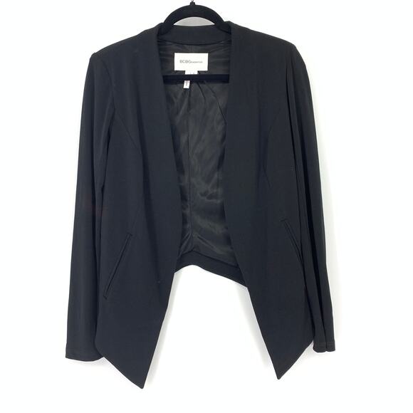 BCBGeneration Women's Size S Open Front Blazer Jacket Long Sleeve Black Hi Low - Picture 1 of 6